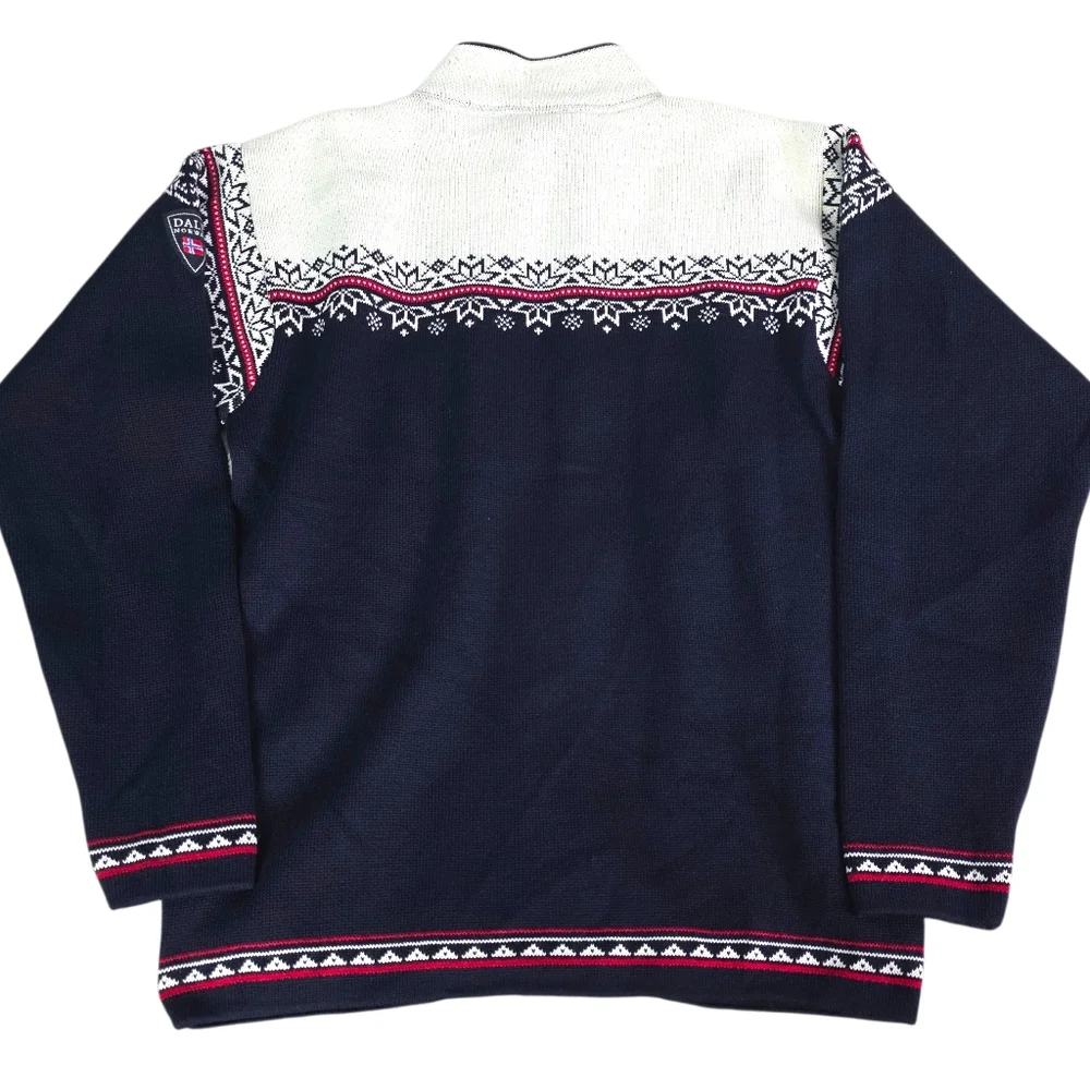 Dale Of Norway Vintage Navy and White High Quality Merino Wool Zip-Up Sweater S - Picture 6 of 12